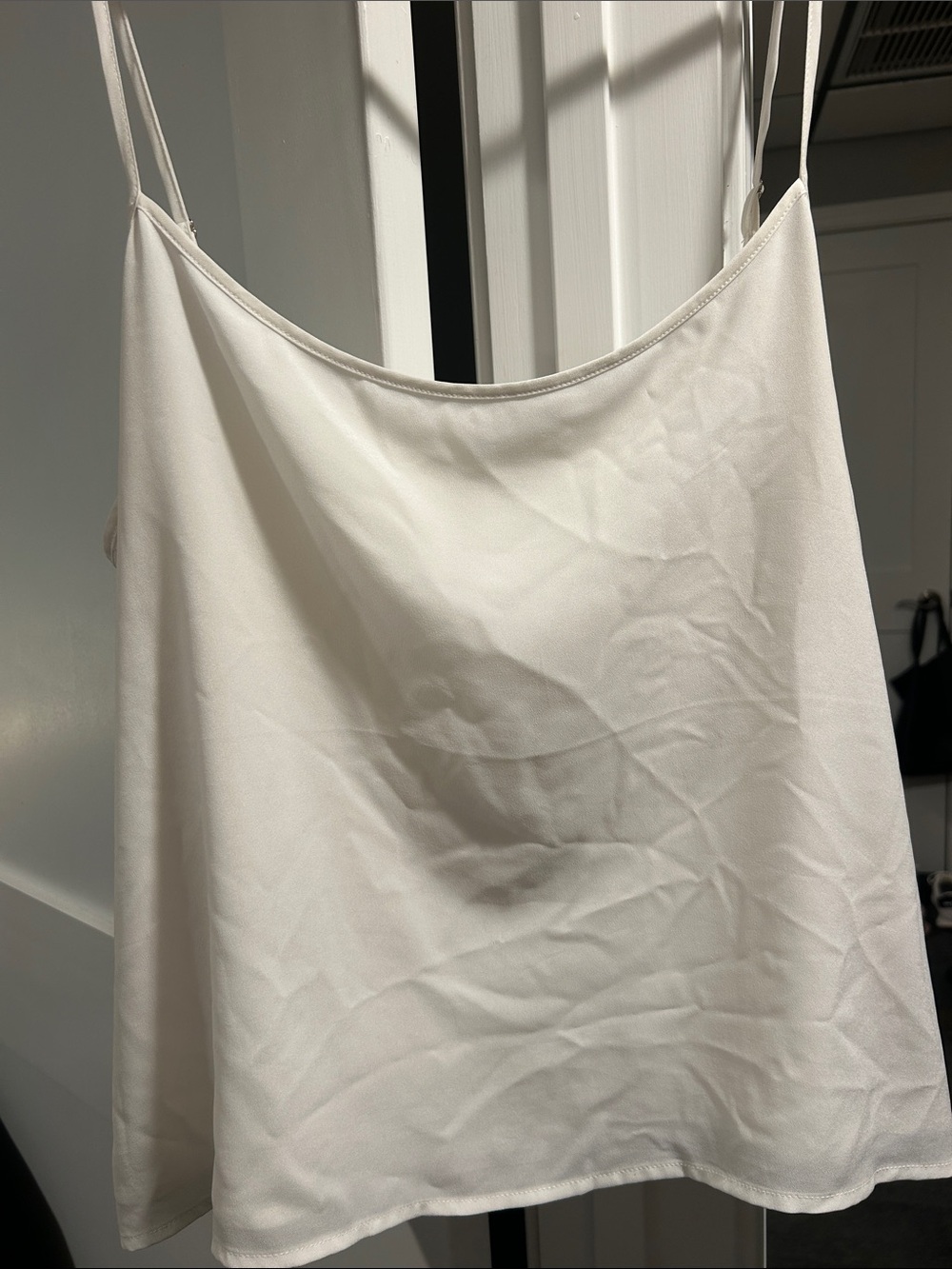 GAP White Womens Cami Tank Top - Minimal Spaghetti Strap Top, Lined